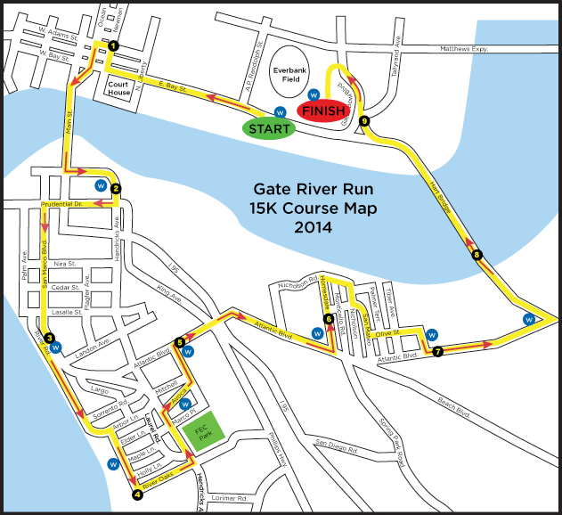 Gate River Run course map 2014